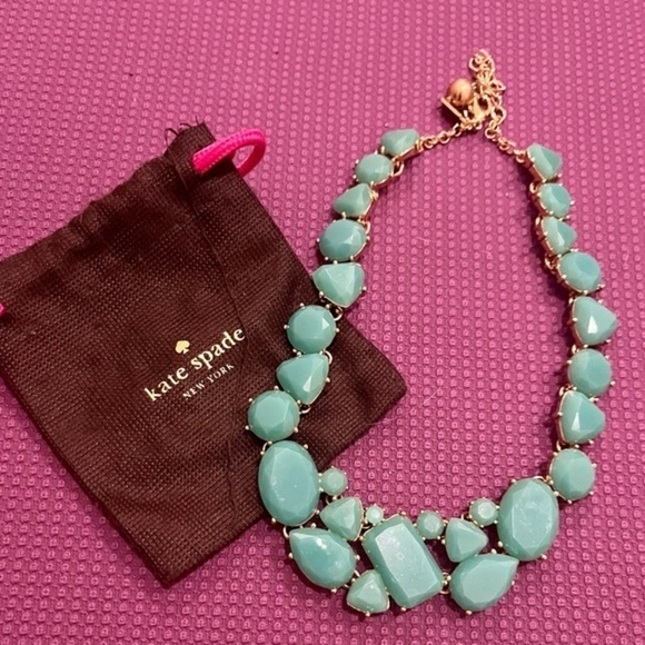 Kate Spade Stone Statement Necklace Green Turquoise. - Picture 3 of 6
